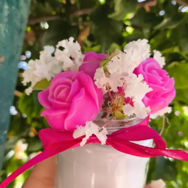 mini Bouquet 🌺 en Frasco de Cristal 
