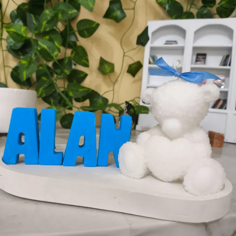 Set Decorativo de Yeso con Oso de Amor 