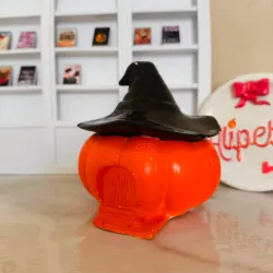 Vela con base de Yeso en Calabaza De brujas 