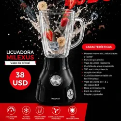 Licuadora Milexus 1.5L vaso Cristal 
