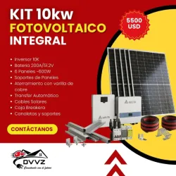 Kit Solar 10KW con Respaldo Batería 10K 6Paneles