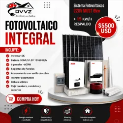 KIT Solar MUST 6KW con 15KW de respaldo en Batería