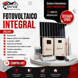 KIT Solar 6KW con 16KW de respaldo en Batería 