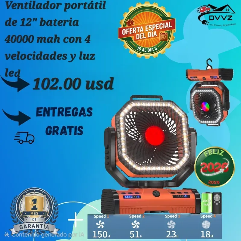Ventilador Recargable 40mil mAh