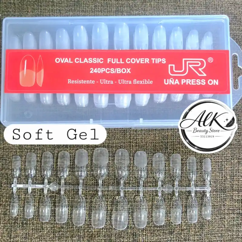 240 tips Soft Gel Estructura Oval Medianas