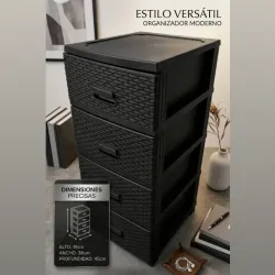 Gavetero Plástico 4 niveles Negro