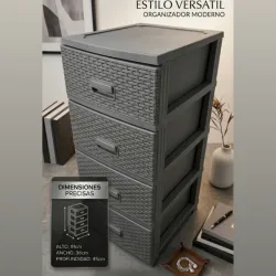 Gavetero Plástico 4 niveles Gris Oscuro