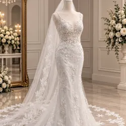 Novia blanco corte sirena.(N4)