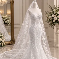 Novia corte de sirena de encaje.(N2)