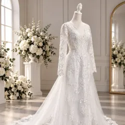 Novia mangas largas blanco.(N11)