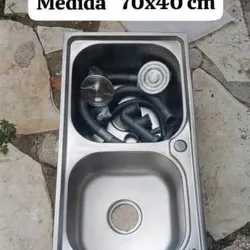 Fregadero doble sin escurridor 