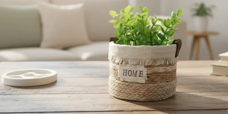 Cesta con plantas ornamentales 