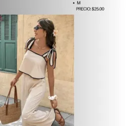 Conjunto de pantalón y blusa con lazos