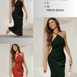 Vestido de satin con detalle en V