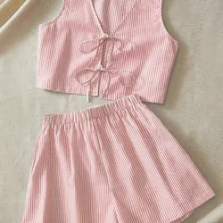 Conjunto short y blusa rosado