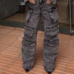 Pantalón de mezclilla cargo con bolsillos