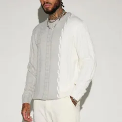 Sudadera tejida blanca y gris