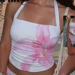 Top ajustada con estampado de flores