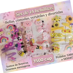 Set de 14 hebillitas para el cabello de las nenas