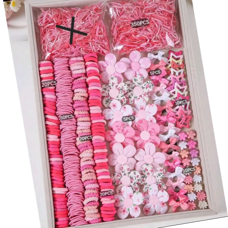 Set de 490 piezas de accesorios varios para el pelo de las princesas
