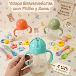 Vasos entrenadores con pitillo y asas