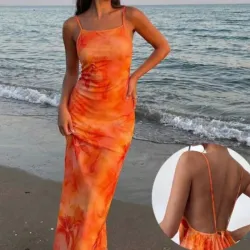 Vestido naranja playero 