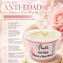 Crema anti edad de colágeno y aceite esencial de rosa mosqueta 