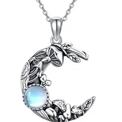 Cadena con Dije de Luna con hongos y cuarzo opalo.
