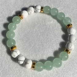 Pulsera de Aventurina verde y Howlita