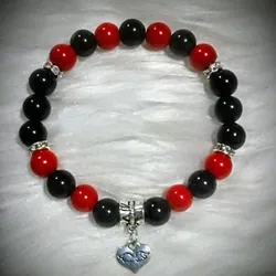 Pulsera de Jade Rojo y Ónix