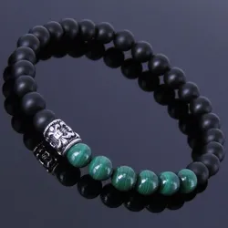 Pulsera de Malaquita y Ónix opaco.