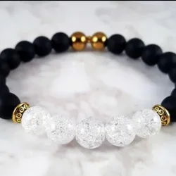 Pulsera de Turmalina Negra y Cuarzo Cristal.