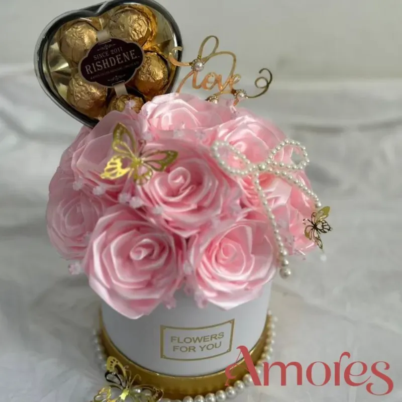 Arreglo Floral Eterno Rosado