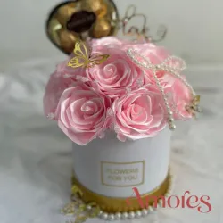 Arreglo Floral Eterno Rosado
