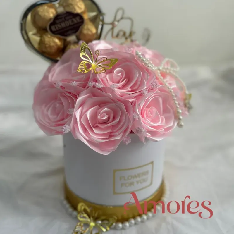 Arreglo Floral Eterno Rosado