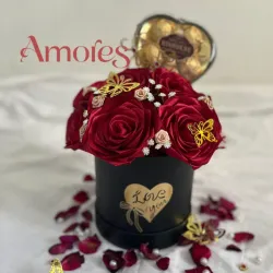 Arreglo Floral Eterno Rojo Vino