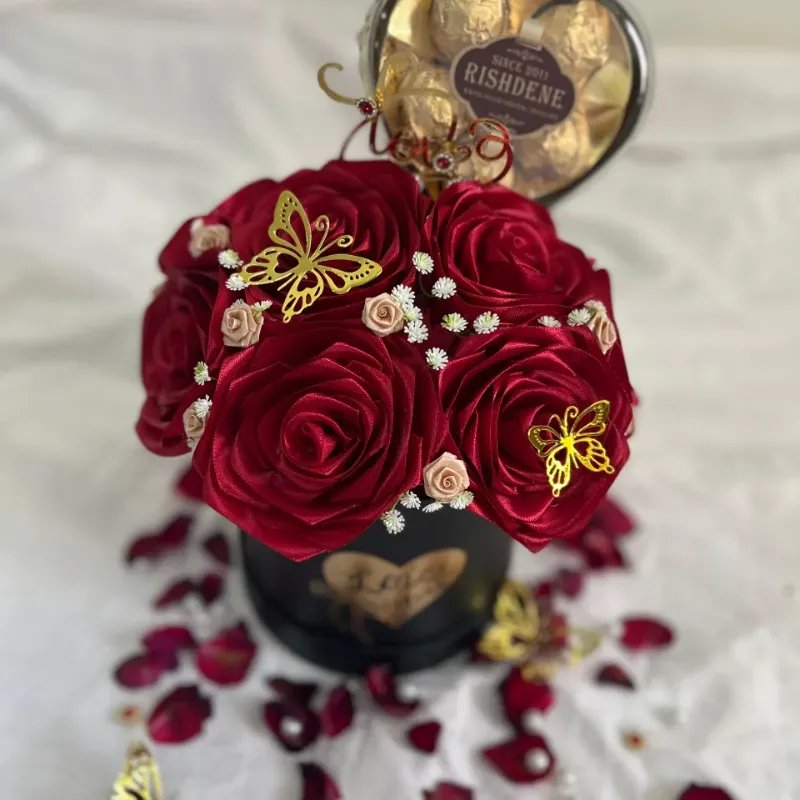 Arreglo Floral Eterno Rojo Vino
