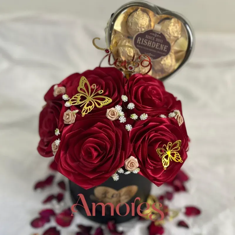 Arreglo Floral Eterno Rojo Vino