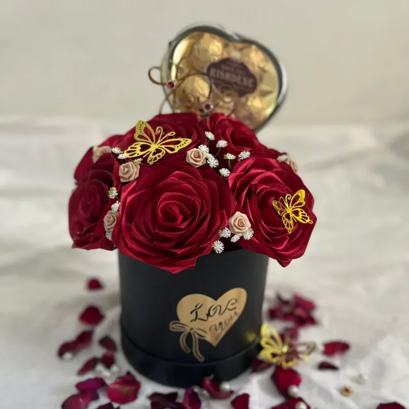 Arreglo Floral Eterno Rojo Vino