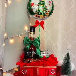 Caja con bebidas temática navidad 