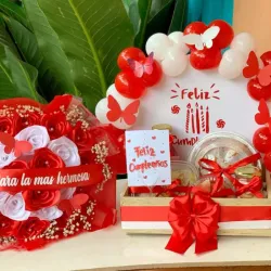 Combo caja decorada+ ramo
