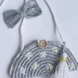 Bolso gris con Margaritas