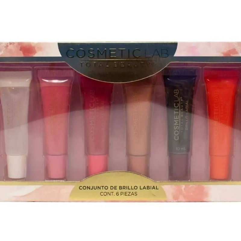 Brillo Labial Cosmetic Lab para Mujer Set Tradicional con 6 Piezas de 10 ml