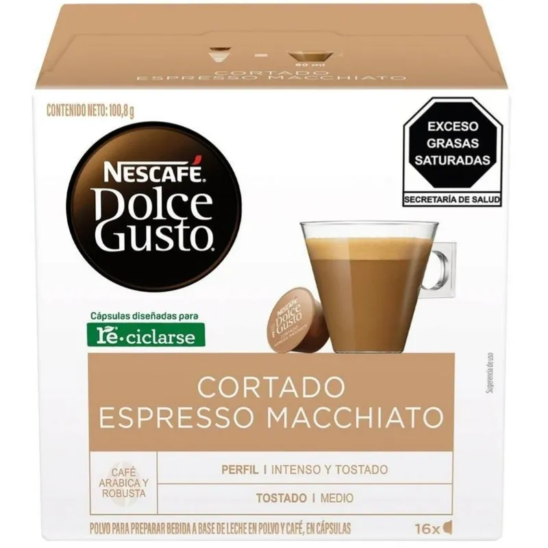 Cápsulas de café Nescafé Dolce Gusto cortado espresso macchiato 16 pzas