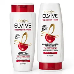 Shampoo y Acondicionador L'Oréal Elvive reparación total 5 cabello dañado 680 ml