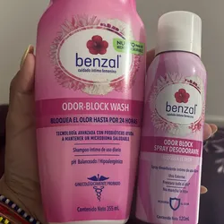 Gel íntimo + spray desodorante benzal íntimo frescura todo el día y no mancha la ropa 