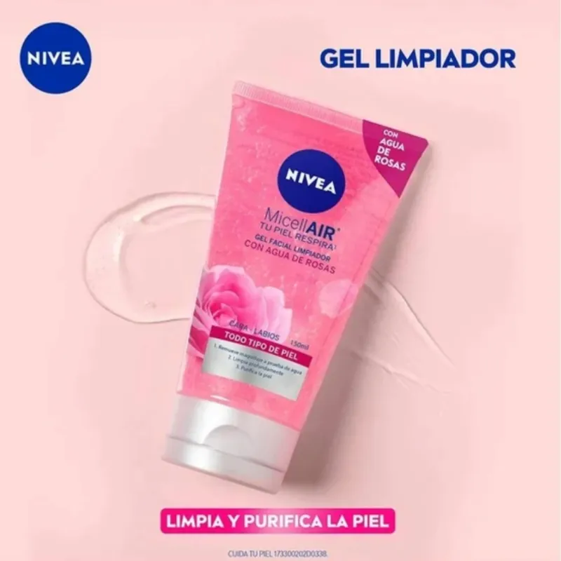 Gel facial limpiador NIVEA Agua de Rosas desmaquillante para todo tipo de piel 150 ml
