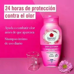 Shampoo íntimo Benzal femenino tecnología odor-block hipoalergénico sin jabón 355 ml