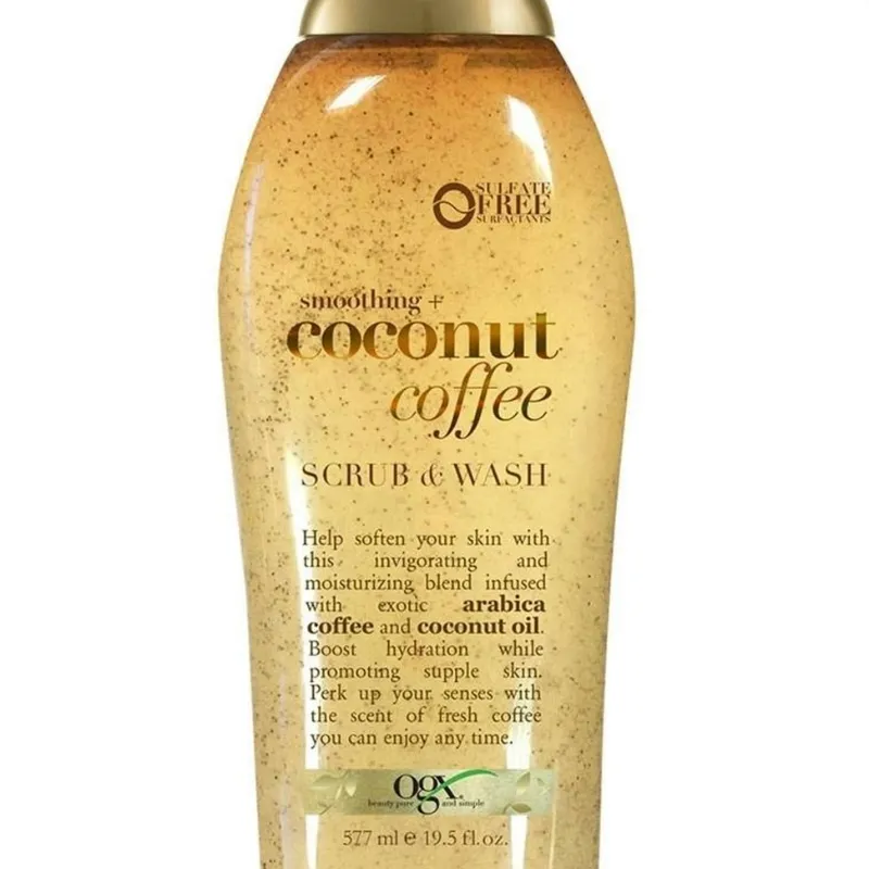 Jabón corporal Ogx exfoliante coco café 577 ml