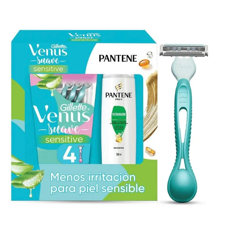 Kit Rastrillo para mujer + Shampoo Gillette Venus Suave Sensitive 4 + Pantene  5 pzas